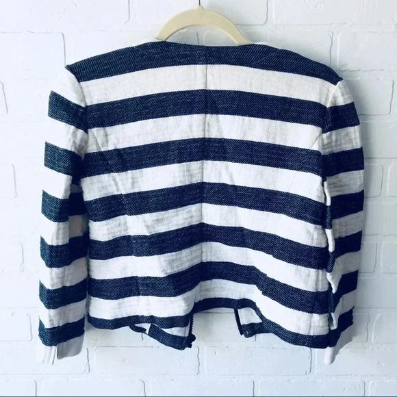 LOFT Gray/Cream Striped Cropped Jacket 2 - Picture 6 of 6